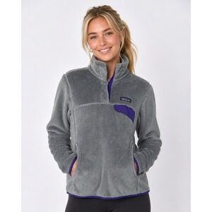 Patagonia Women's S Re-Tool Snap-T Fleece Pullover Gray Purple Polartec Gorpcore